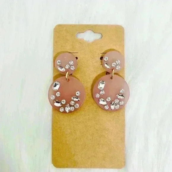 Sparkly Pink Round Statement Earrings - Picture 2 of 2